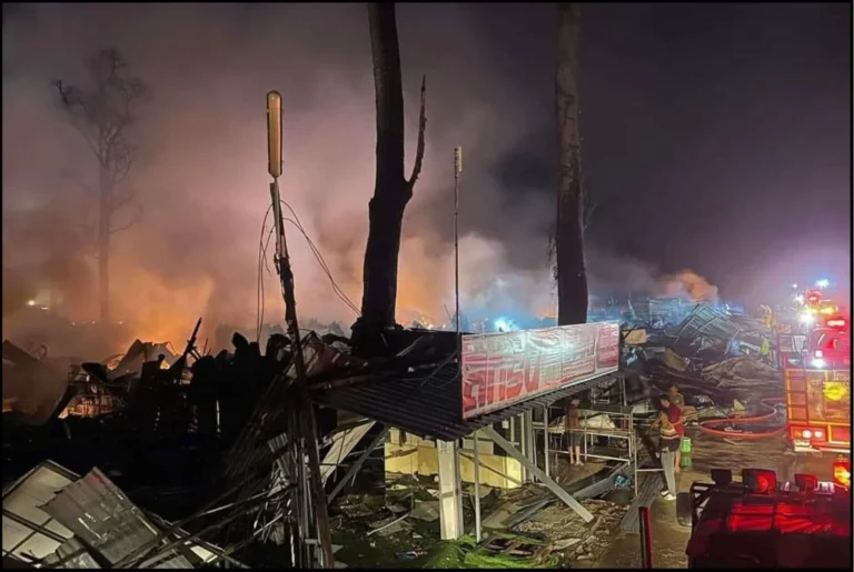 Surin: More Than 300 Shops Destroyed By Massive Fire At Chong Chom Border Market