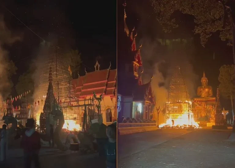Udon Thani Temple’s Rice Husk Pagoda Destroyed By Fire